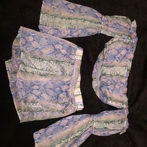 Multicolored, Snake Print Sheer Two Piece Set